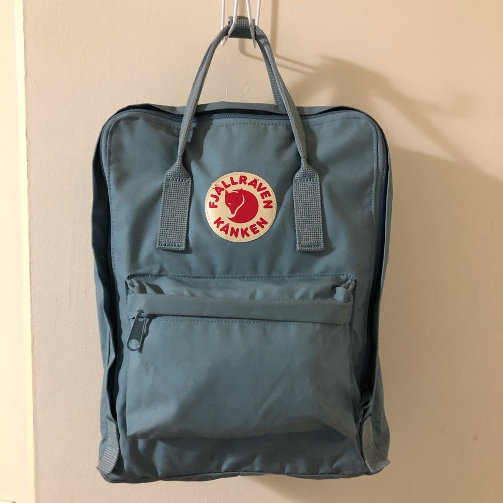 Fjallraven Kanken Backpack in Slate Blue with Red Logo